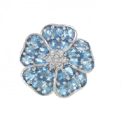 Nhẫn Blue Topaz Hoa K18WG - Hàng hiệu Chính hãng 853745