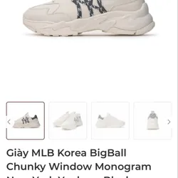 Giày MLB màu trắng sữa size 36, chiều dài chân 23cm, chính hãng, đã qua sử dụng  562988