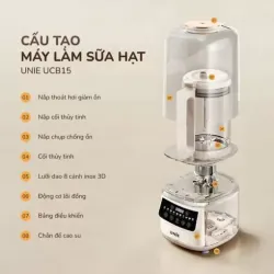 Máy làm sữa hạt UNIE UCB15 1.5L giảm ồn 30%, 10 chức năng nấu, xay nấu tự động thông minh 578098