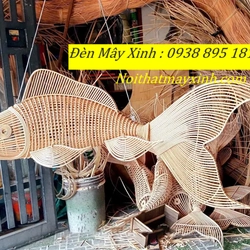 Xưởng làm đèn mây hình cá độc đáo, đèn cá bằng mây tre đan 551292