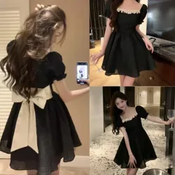 VÁY ĐẦM BÈO XINH CÓ THẮT NƠ HỞ LƯNG NỮ 740039