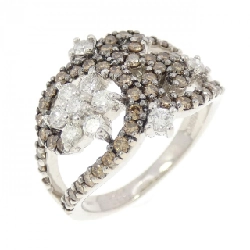 Nhẫn kim cương hoa K18WG/K18BG 0.64CT