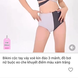 Bikini cộc tay, váy xoè kín đáo 3 mảnh, buộc eo chế khuyết điểm  273791