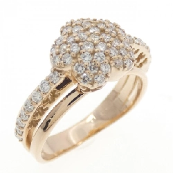 Nhẫn kim cương pavé hoa K18PG 0.54CT