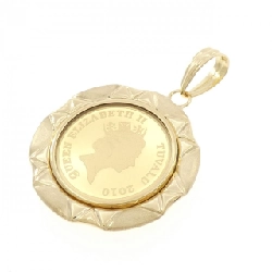 K18YG(枠) Mặt dây chuyền đồng xu - Hàng hiệu Authentic
