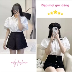 Áo sơ mi nữ tay bồng che khuyết điểm 518758