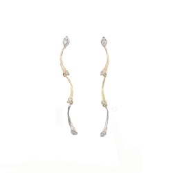 Bông tai kim cương ba màu K18 0.10CT - Hàng hiệu chính hãng