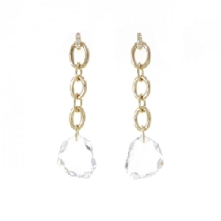 Bông tai thạch anh 750YG - Hàng hiệu Authentic