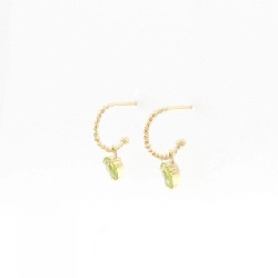 K18YG Bông tai hình trái tim Peridot - Hàng hiệu Chính hãng 869201