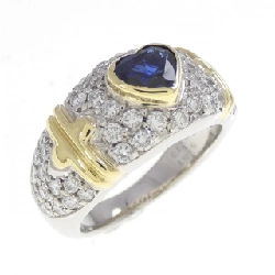 Nhẫn Sapphire hình trái tim PT900/K18YG 0.87CT - Hàng hiệu Chính hãng