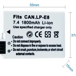 PIN MÁY ẢNH CANON LP-E8 (LP E8) 7.4V CHO CANON EOS 550D, 600D, 650D, 700D 711414