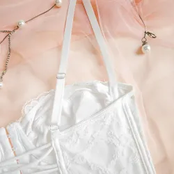 Áo corset ren ren phối ren phối dây vai mảnh màu be 758224