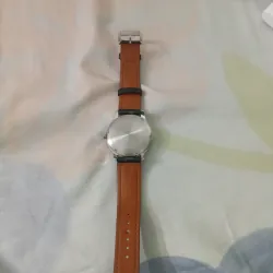 Đồng hồ nam dây da nâu mặt trơn kim loại sáng bóng 699291