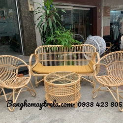 Bàn ghế sofa mây tự nhiên tay cuộn 539794