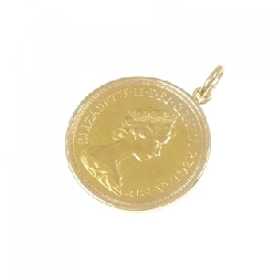 K18YG(枠) Đồng xu mặt dây chuyền - Hàng hiệu Authentic