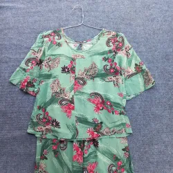 Bộ mặc nhà họa tiết hoa màu xanh vải tole 932346