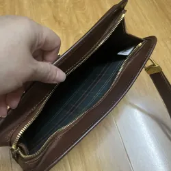 Clutch nam hiệu da thật phối canvas 2hand 1002006