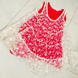 Váy nữ phối ren họa tiết hoa đỏ đen size S 972463