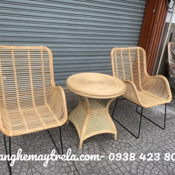 Bàn ghế mây chân sắt uống trà 454921