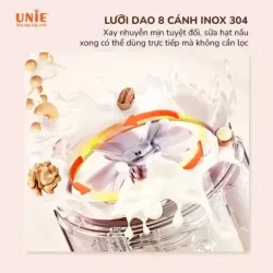 Máy làm sữa hạt UNIE UMB08 PRO dung tích 600ml, lưỡi dao 8 cánh, chất liệu inox304 706308
