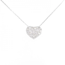 K18WG Dây chuyền kim cương hình trái tim Pavé 0.50CT - Hàng hiệu Chính hãng