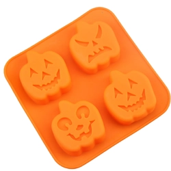 Khuôn silicon làm bánh, rau câu, socola 4 hình Halloween bí ngô – Mã số 1364 222849