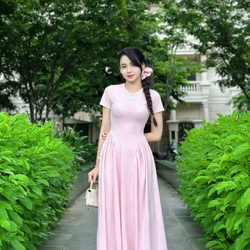 VÁY ĐÔI / COUPLE MẸ VÀ BÉ GÁI váy đầm maxi thun cột nơ phía sau kèm chun cột tóc 474127