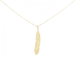 K18YG Dây chuyền kim cương hình lông vũ 0.01CT - Hàng hiệu Chính hãng