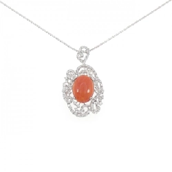 K18WG Mặt dây chuyền san hô - Hàng hiệu Authentic