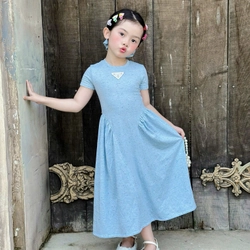 VÁY ĐÔI / COUPLE MẸ VÀ BÉ GÁI váy đầm maxi thun cột nơ phía sau kèm chun cột tóc 474127