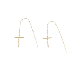 K18YG Bông tai hình chữ thập - Hàng hiệu Chính hãng 867539