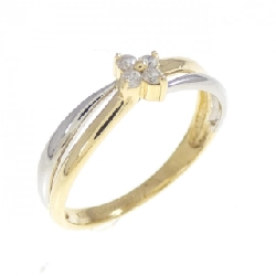 Nhẫn kim cương hoa K18YG/PT900 0.07CT - Hàng hiệu Authentic