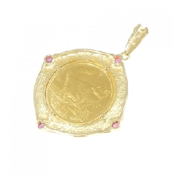 K18YG(khung) Mặt dây chuyền đồng xu ruby - Hàng hiệu Authentic 866550