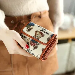 Ví Nữ Ngắn Gập Gọn Ví Đựng Thẻ Đa Năng In Hình Gấu Dễ Thương 574772