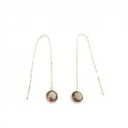 K18PG Đá quý khói Bông tai 1.29CT - Hàng hiệu Chính hãng