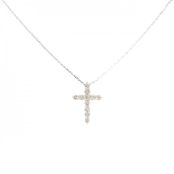 K18WG Dây chuyền kim cương chéo 0.50CT - Hàng hiệu Authentic