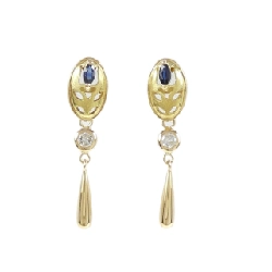 K18YG Sapphire Earrings - Hàng hiệu Authentic