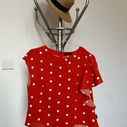 Áo thiết kế croptop chấm bi cam 327057