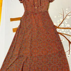 Đầm cổ Tàu dáng dài họa tiết vintage 577016