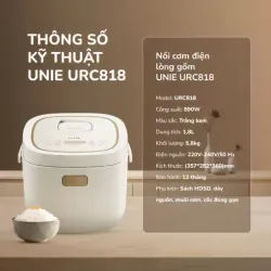 NỒI CƠM ĐIỆN LÒNG GỐM CAO CẤP UNIE URC818 – CHỐNG DÍNH TỰ NHIÊN 709458
