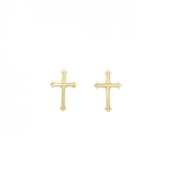 K18YG Khuyên tai hình chữ thập - Hàng hiệu Chính hãng