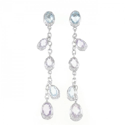 K18WG Bông tai đá màu - Hàng hiệu Authentic