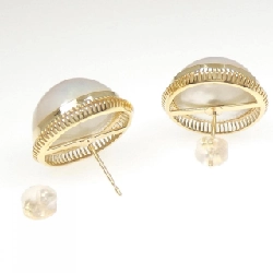 K18YG Mabe Pearl Earrings - Hàng hiệu Authentic 866968