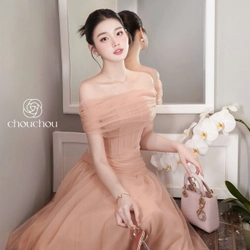 Đầm đi tiệc thương hiệu Doan Ngan Chau Size M màu Hồng chính hãng còn mới nguyên tag 521246