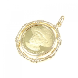 K18YG(枠) Mặt dây chuyền đồng xu - Hàng hiệu Authentic