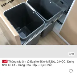 Thùng rác âm tủ Ecalite EKA-MT20L, 2 HỘC, Dung tích 40 Lít - Hàng Cao Cấp - Cực Chất 706666