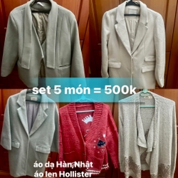 💚 #500k : set 5 áo dạ Hàn Nhật,áo len Hollister