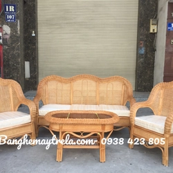 Bàn ghế sofa mây tự nhiên lưới mắt cáo 499423