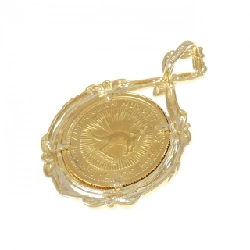 K18YG(枠) Dây chuyền đồng xu kim cương 0.04CT - Hàng hiệu Authentic 867924