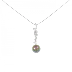 K18WG Ngọc trai đen dây chuyền 9.4mm - Hàng hiệu Chính hãng